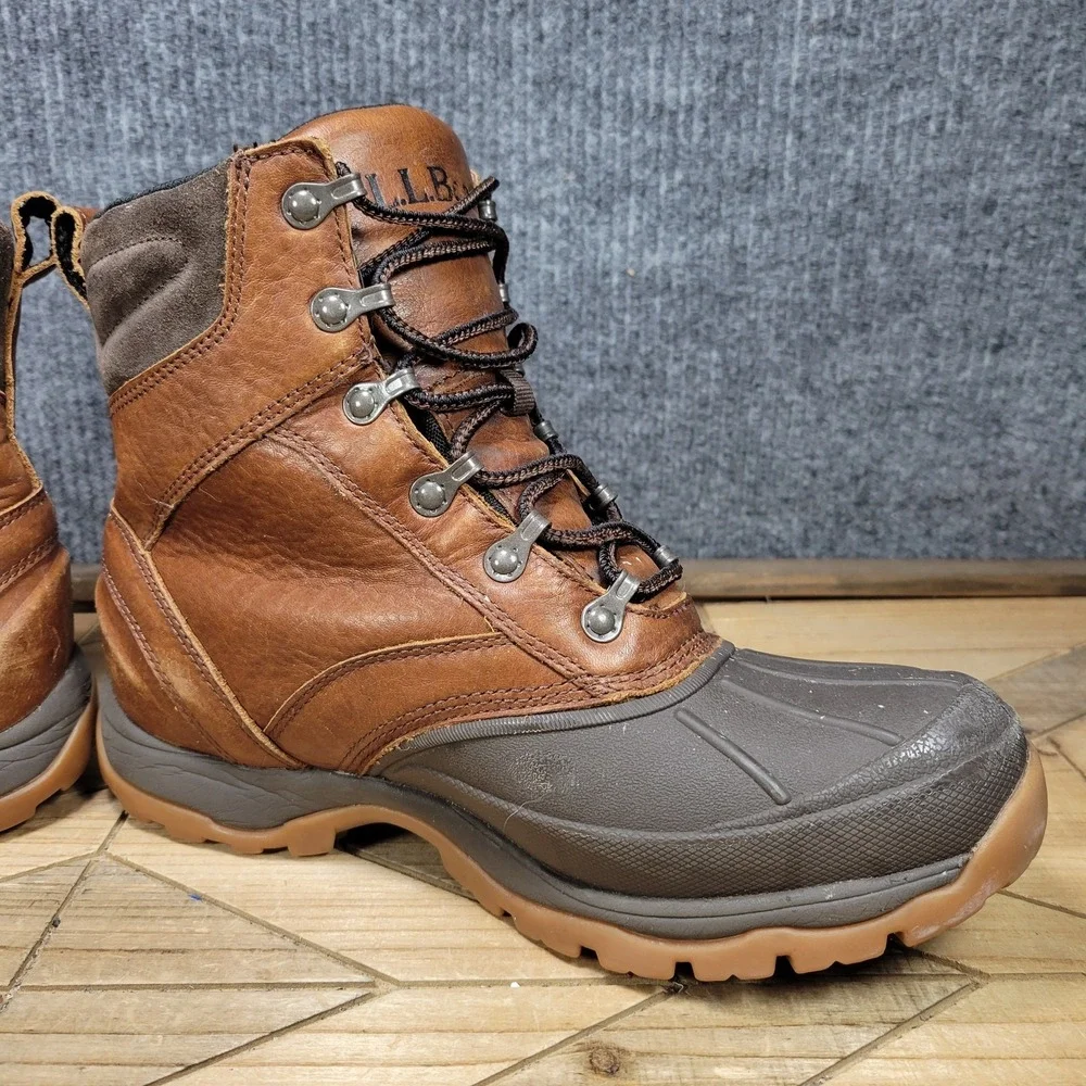 L.L. Bean Storm Chaser 5 Mens 8.5 M Duck Boots Brown Leather Primaloft Tek 2.5